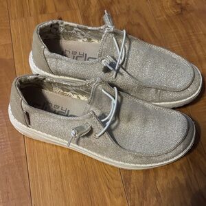 Hey Dude Women’s Shimmering Gold Loafers